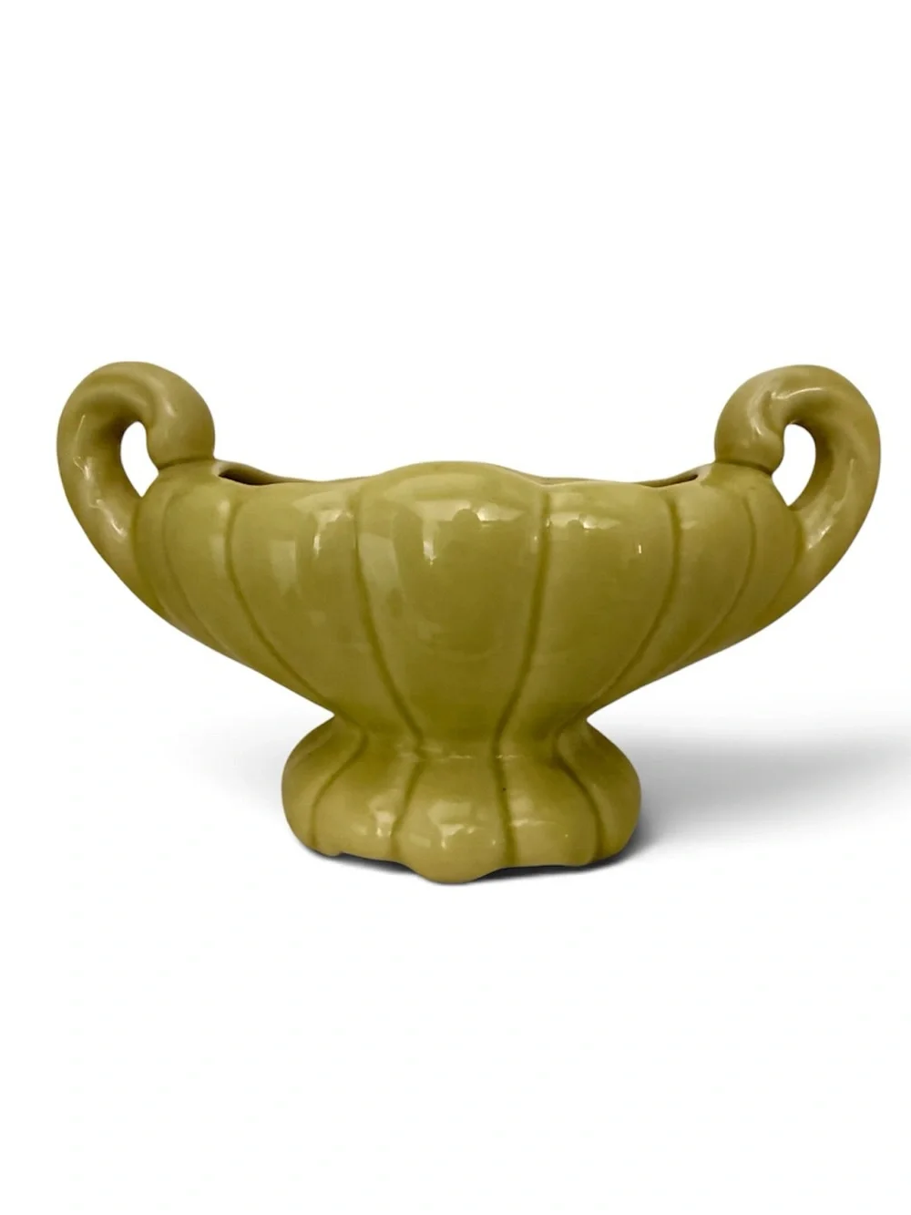 American Bisque Vintage Yellow Planter Pot Curl Handles